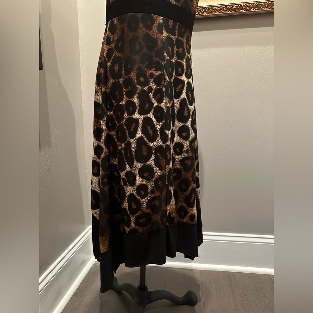 Elie McCarthy Animal Print Asymmetrical Midi Dress EUC - Picture 7 of 7